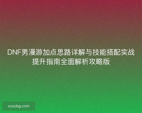 DNF男漫游加点思路详解与技能搭配实战提升指南全面解析攻略版