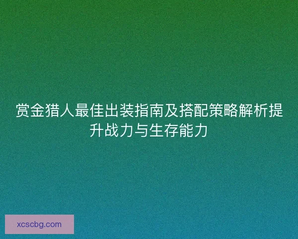 赏金猎人最佳出装指南及搭配策略解析提升战力与生存能力