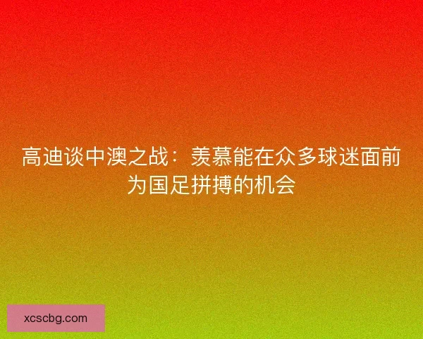 高迪谈中澳之战：羡慕能在众多球迷面前为国足拼搏的机会
